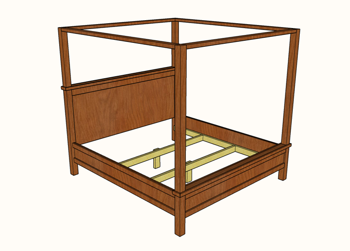 DIY Farmhouse Canopy Bed plans - King Size » Famous Artisan